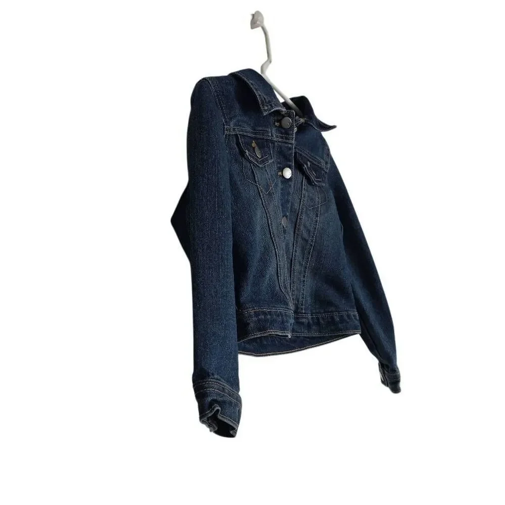 The Children's Place Girls Size 5T Blue Jean Snap Front Button-Down Jacket